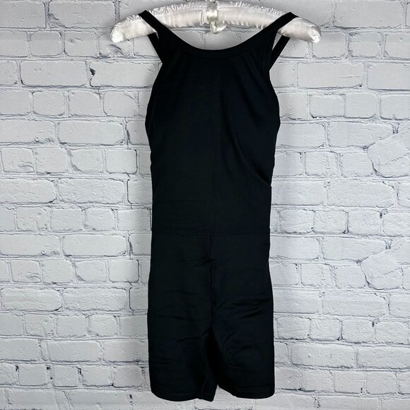 prAna Women's Becksa™ High Neck Scoop Back Fitted Ribbed Shortie , Solid Black - Picture 3 of 12